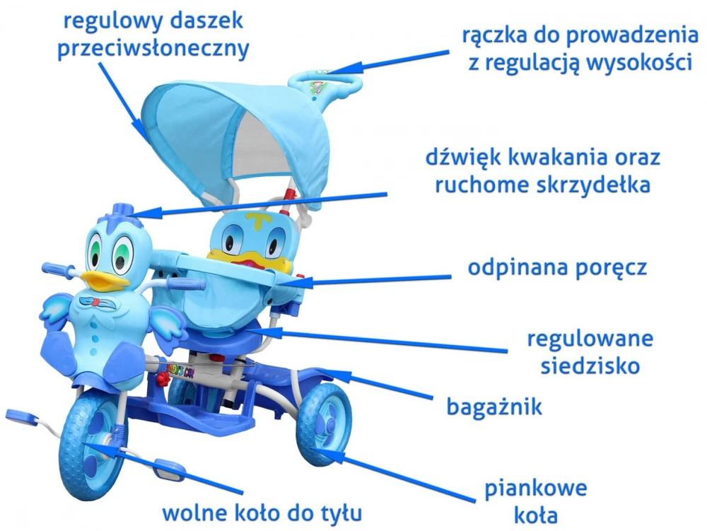 Roger Vaikiškas triratis Duck Bike mėlynas