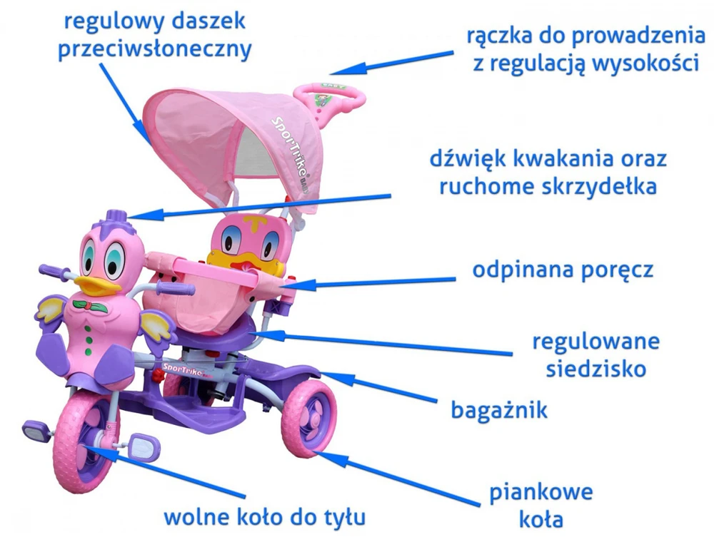 Roger Vaikiškas triratis Duck Bike violetinės spalvos