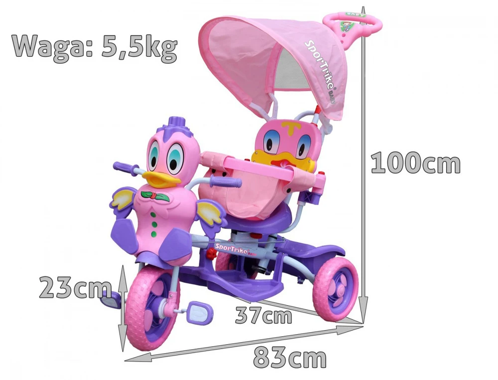 Roger Vaikiškas triratis Duck Bike violetinės spalvos