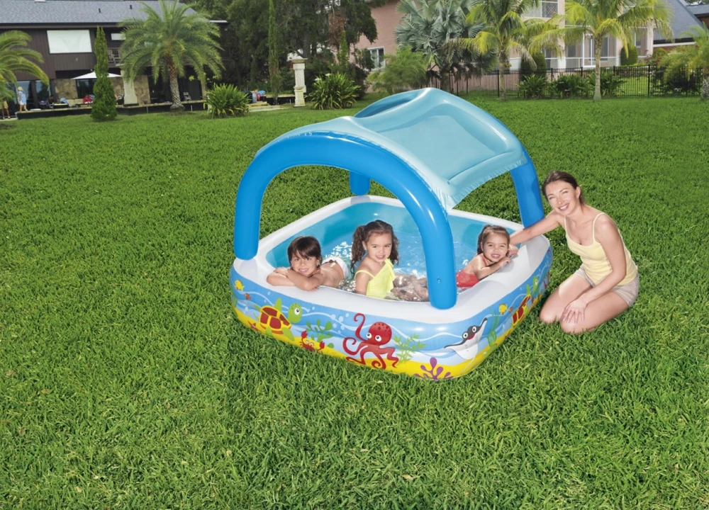 Bestway pripučiamas baseinas su stogeliu, 140x140x114 cm