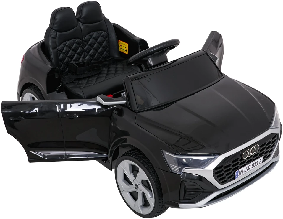 Vaikiškas elektrinis Audi SQ8 juodas SUV automobilis