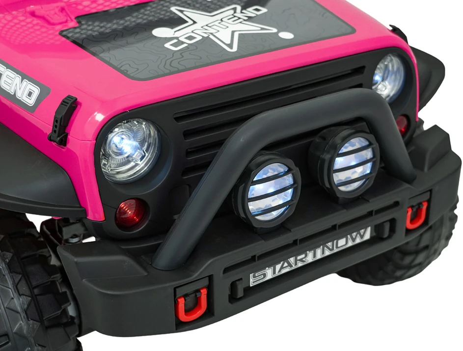 Vaikiškas elektrinis džipas 4x4 su LED šviesomis ir saugos diržais, nuo 3 metų, juodas