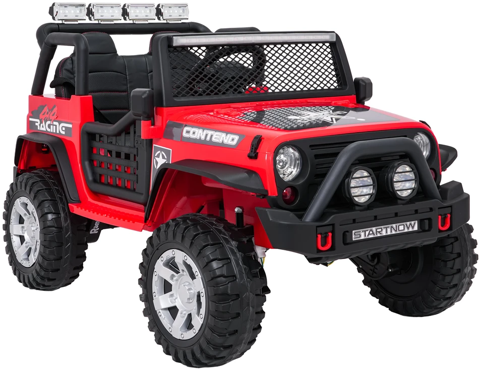 Vaikiškas elektrinis džipas 4x4 su LED šviesomis ir saugos diržais, nuo 3 metų