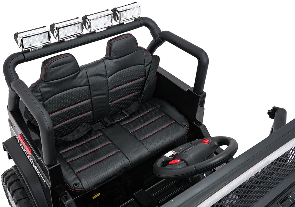 Vaikiškas elektrinis džipas 4x4 su LED šviesomis ir saugos diržais, nuo 3 metų