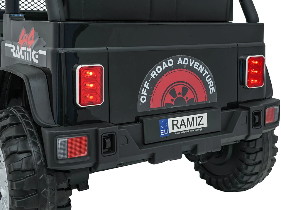 Vaikiškas elektrinis džipas 4x4 su LED šviesomis ir saugos diržais, nuo 3 metų