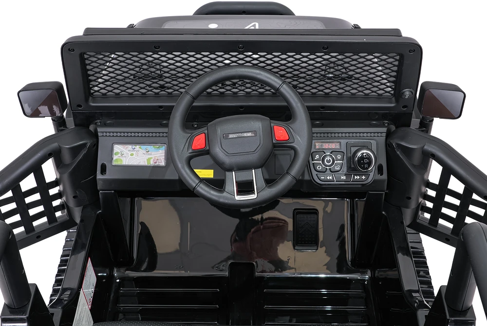Vaikiškas elektrinis džipas 4x4 su LED šviesomis ir saugos diržais, nuo 3 metų