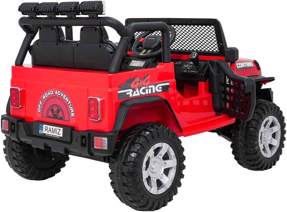 Vaikiškas elektrinis džipas 4x4 su LED šviesomis ir saugos diržais, nuo 3 metų
