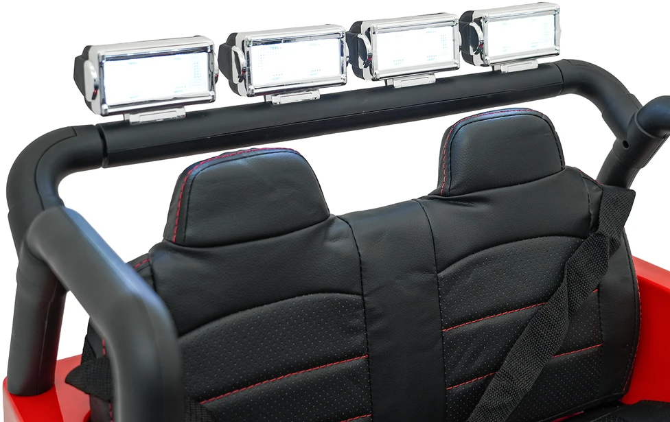 Vaikiškas elektrinis džipas 4x4 su LED šviesomis ir saugos diržais, nuo 3 metų