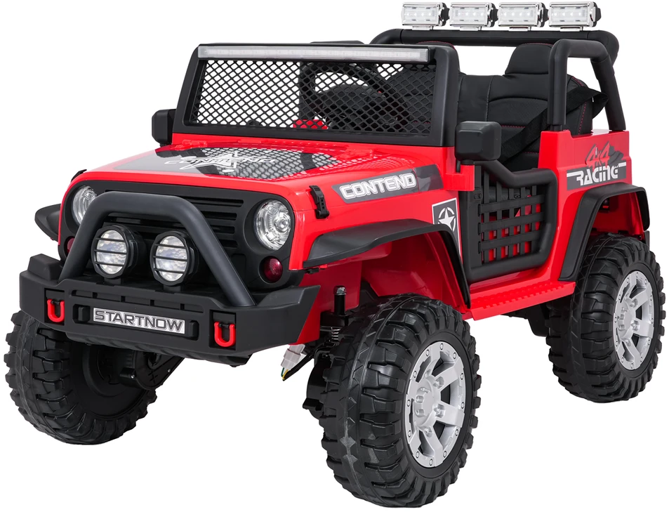 Vaikiškas elektrinis džipas 4x4 su LED šviesomis ir saugos diržais, nuo 3 metų
