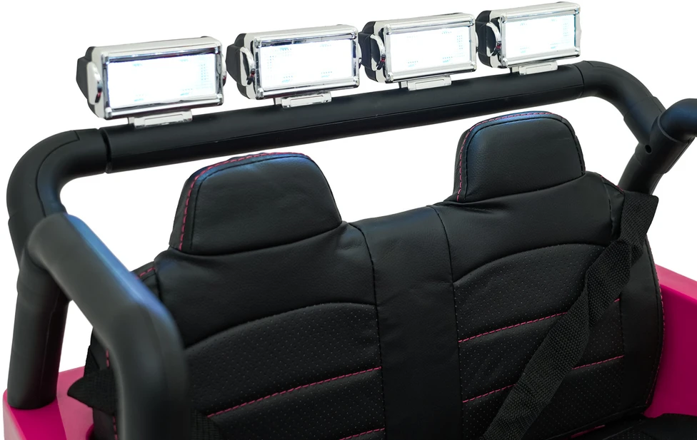 Vaikiškas elektrinis džipas 4x4 su LED šviesomis ir saugos diržais, nuo 3 metų, juodas