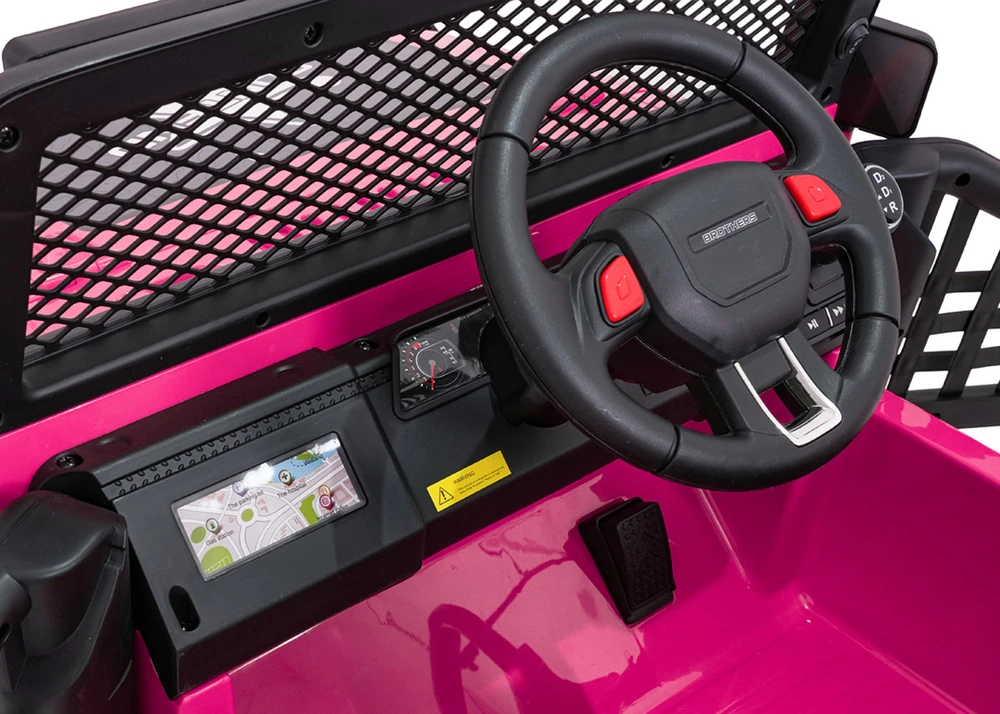 Vaikiškas elektrinis džipas 4x4 su LED šviesomis ir saugos diržais, nuo 3 metų, juodas