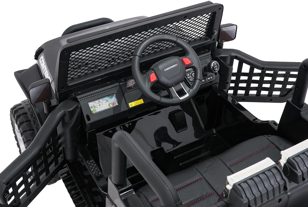 Vaikiškas elektrinis džipas 4x4 su LED šviesomis ir saugos diržais, nuo 3 metų