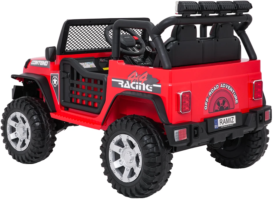 Vaikiškas elektrinis džipas 4x4 su LED šviesomis ir saugos diržais, nuo 3 metų