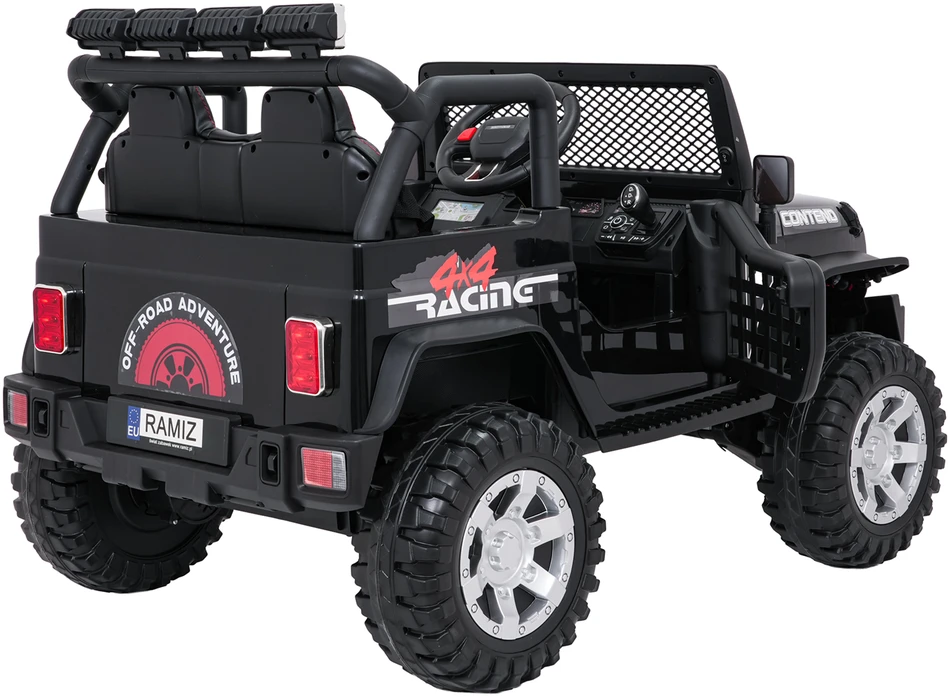 Vaikiškas elektrinis džipas 4x4 su LED šviesomis ir saugos diržais, nuo 3 metų