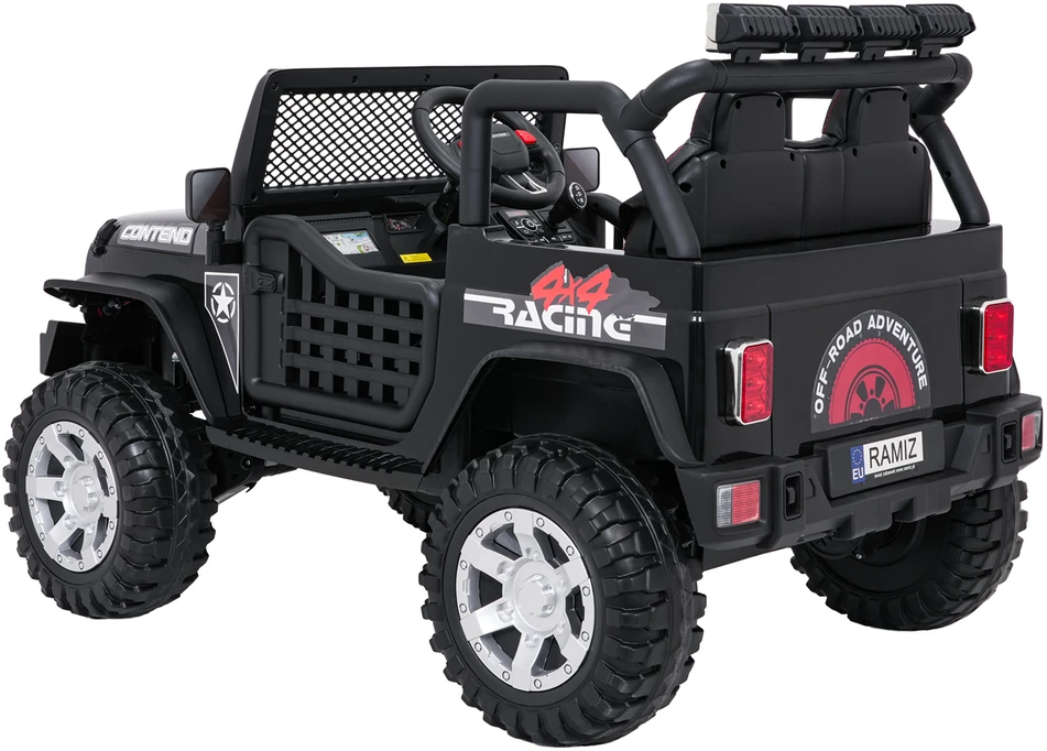Vaikiškas elektrinis džipas 4x4 su LED šviesomis ir saugos diržais, nuo 3 metų