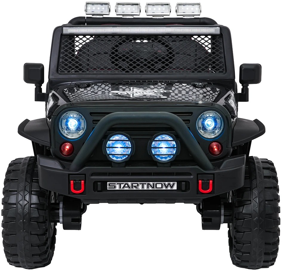 Vaikiškas elektrinis džipas 4x4 su LED šviesomis ir saugos diržais, nuo 3 metų