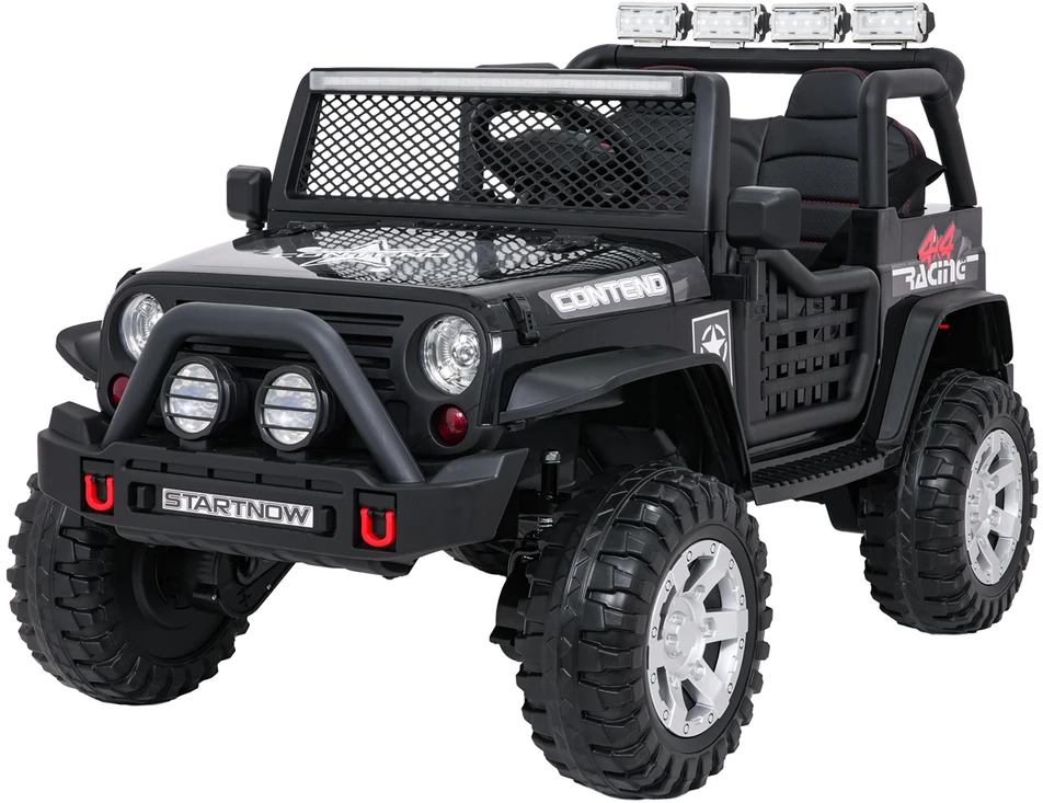Vaikiškas elektrinis džipas 4x4 su LED šviesomis ir saugos diržais, nuo 3 metų