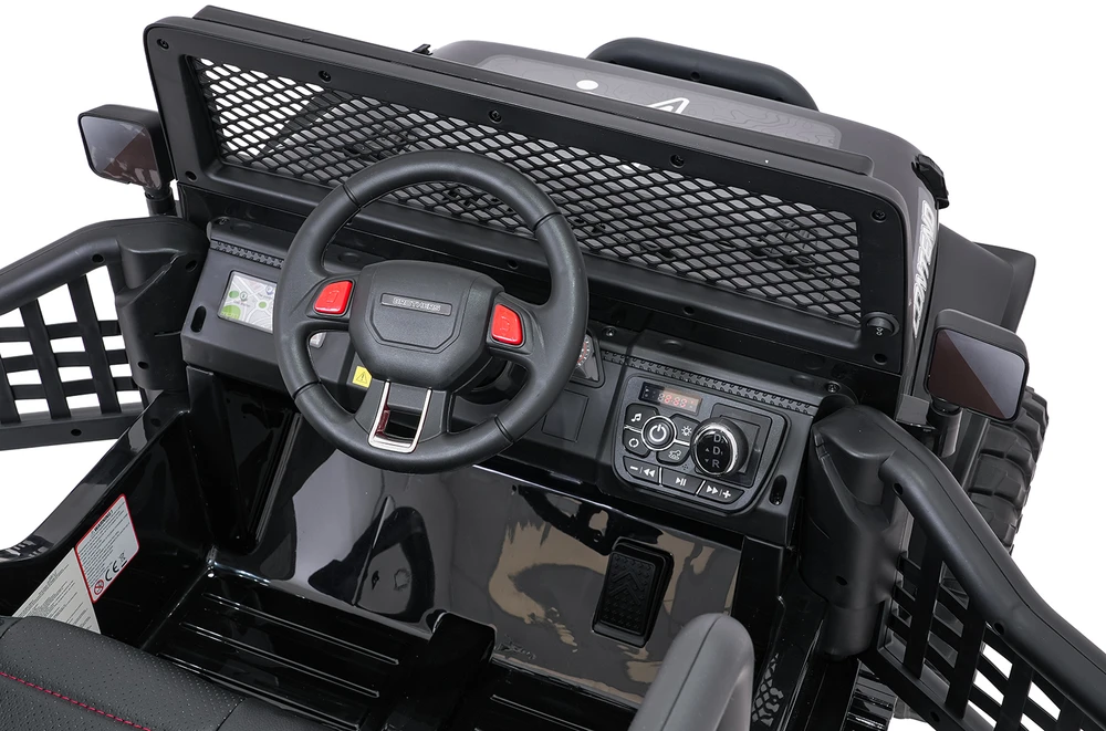 Vaikiškas elektrinis džipas 4x4 su LED šviesomis ir saugos diržais, nuo 3 metų