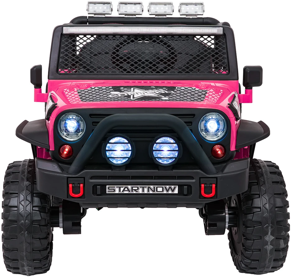 Vaikiškas elektrinis džipas 4x4 su LED šviesomis ir saugos diržais, nuo 3 metų, juodas