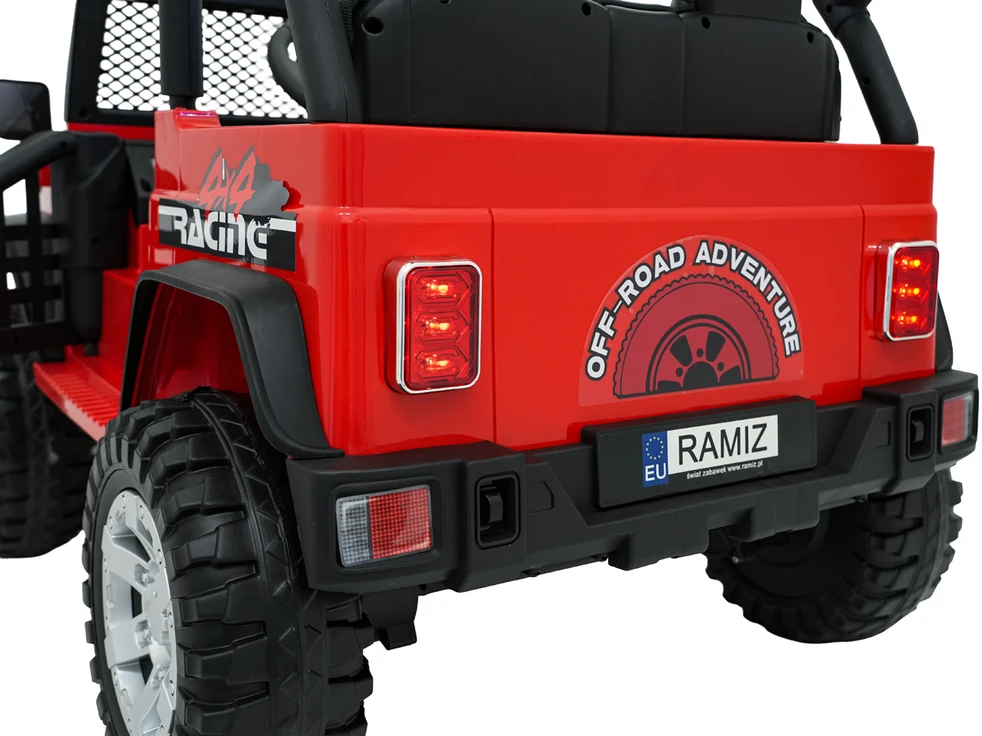 Vaikiškas elektrinis džipas 4x4 su LED šviesomis ir saugos diržais, nuo 3 metų