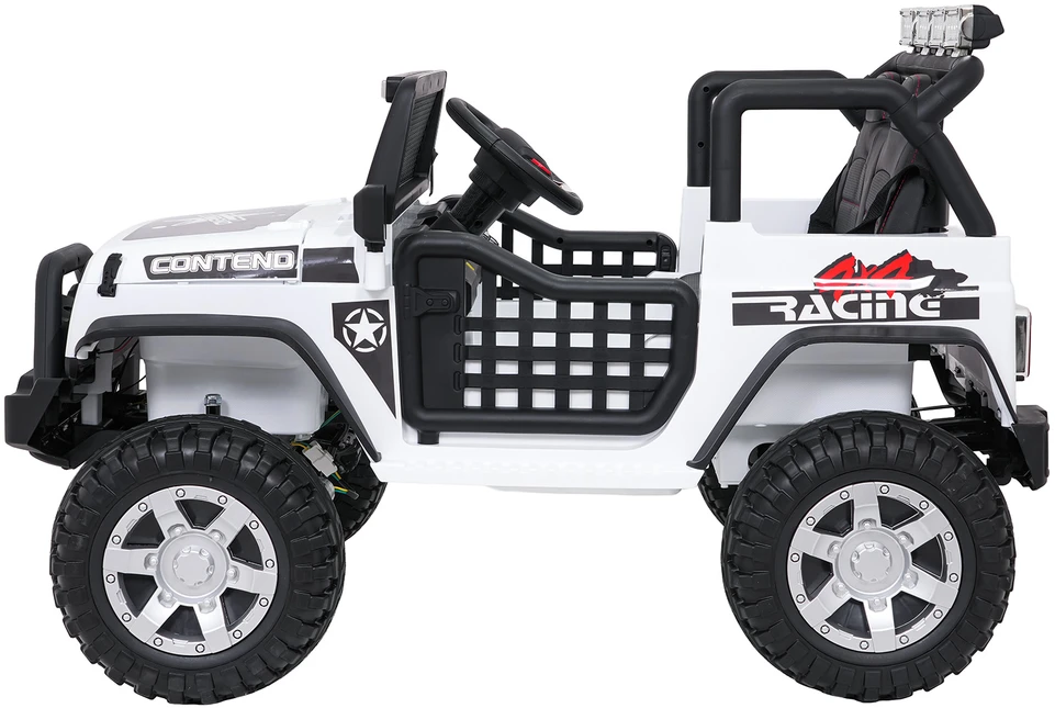 Lean Cars Vaikiškas elektrinis Jeep BEAST 4x4 su LED šviesomis ir saugos mygtuku, nuo 3 metų, juodas