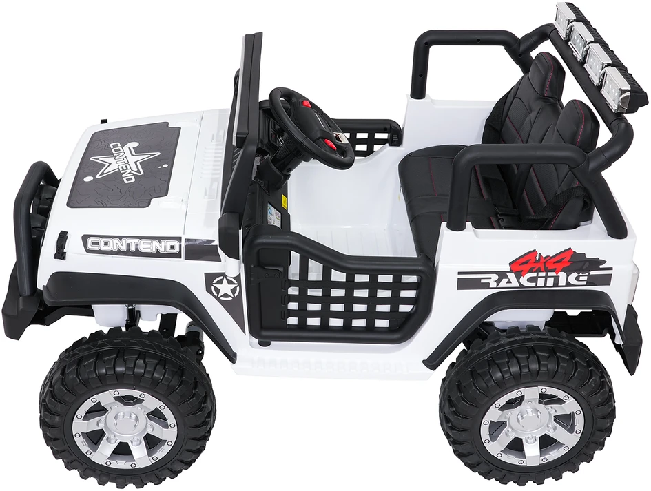 Lean Cars Vaikiškas elektrinis Jeep BEAST 4x4 su LED šviesomis ir saugos mygtuku, nuo 3 metų, juodas