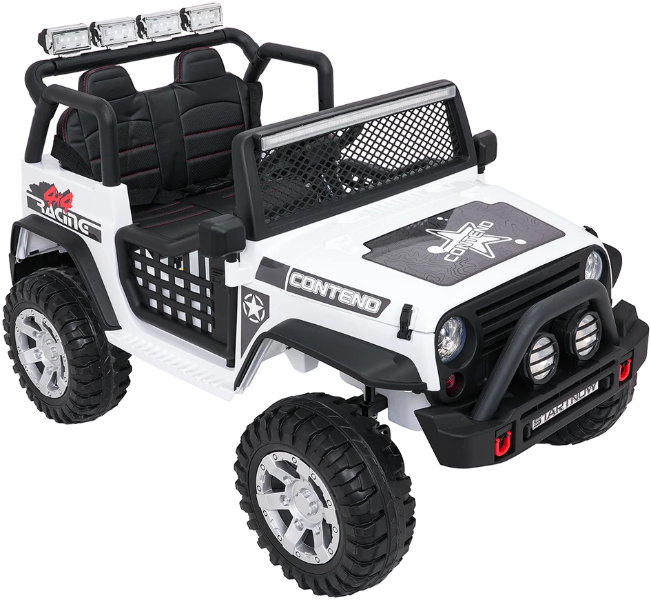 Lean Cars Vaikiškas elektrinis Jeep BEAST 4x4 su LED šviesomis ir saugos mygtuku, nuo 3 metų, juodas