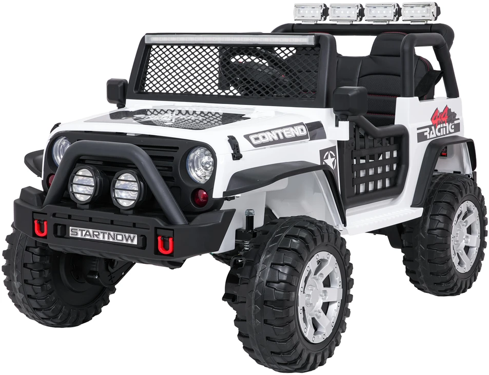 Lean Cars Vaikiškas elektrinis Jeep BEAST 4x4 su LED šviesomis ir saugos mygtuku, nuo 3 metų, juodas