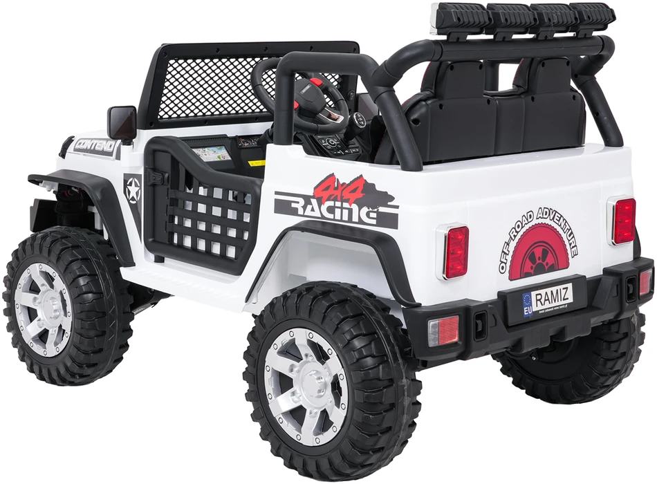 Lean Cars Vaikiškas elektrinis Jeep BEAST 4x4 su LED šviesomis ir saugos mygtuku, nuo 3 metų, juodas