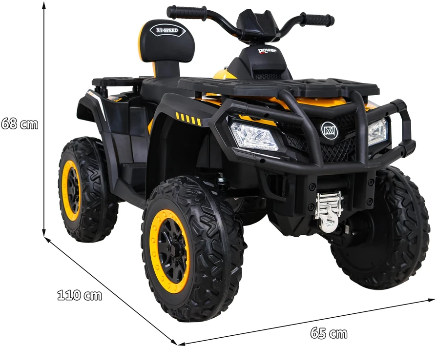 Ramiz Quad XT-Speed vaikams Geltonas + Napęd 4x4 + EVA + Wolny Start + Radio MP3 + LED
