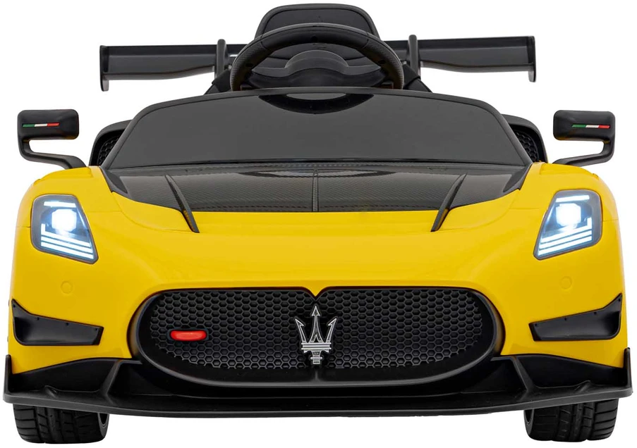 Vaikiškas elektrinis Maserati MC20 GT2 automobilis su nuotoliniu valdymu, 3 greičiai, juodas odinis sėdynė