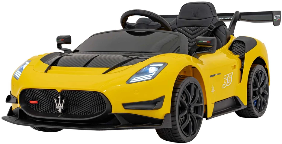 Vaikiškas elektrinis Maserati MC20 GT2 automobilis su nuotoliniu valdymu, 3 greičiai, juodas odinis sėdynė