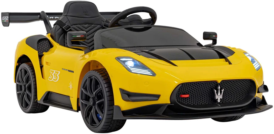Vaikiškas elektrinis Maserati MC20 GT2 automobilis su nuotoliniu valdymu, 3 greičiai, juodas odinis sėdynė