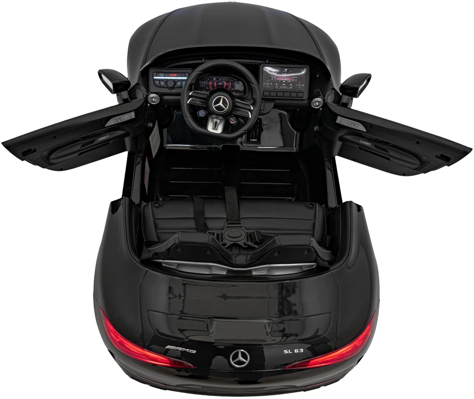 Vaikiškas elektrinis Mercedes Benz AMG SL63 su LED šviesomis ir muzikos funkcija