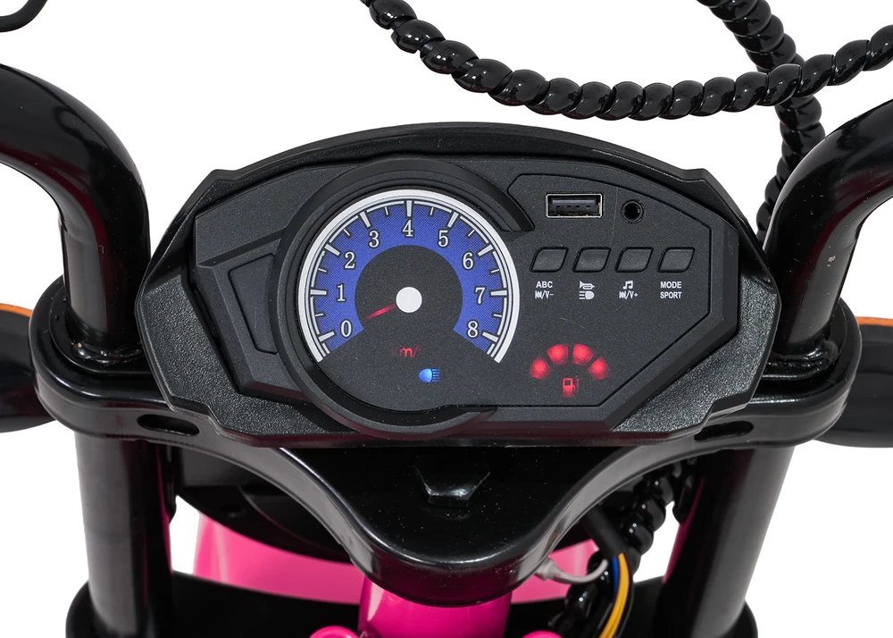 Vaikiškas elektrinis motociklas su 300W varikliu, LED žibintais, Bluetooth, nuo 3 metų, juodas
