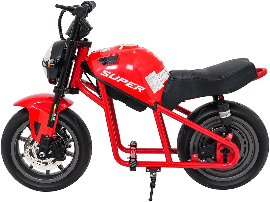 Vaikiškas elektrinis motociklas su 300W varikliu, LED žibintais, Bluetooth, nuo 3 metų, juodas