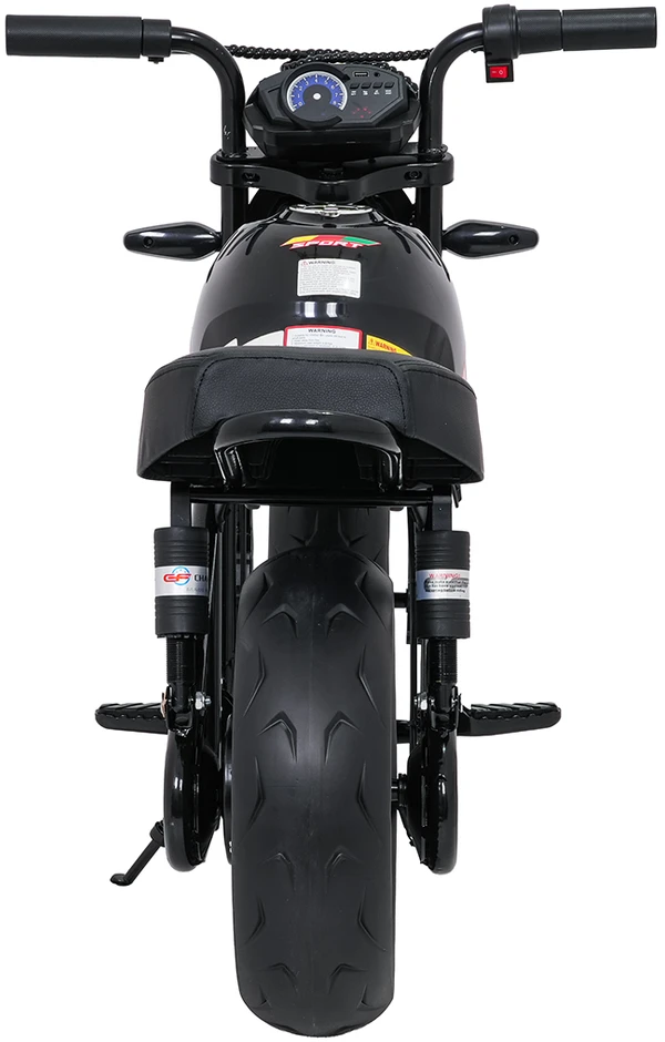 Vaikiškas elektrinis motociklas su 300W varikliu, LED žibintais, Bluetooth, nuo 3 metų, juodas