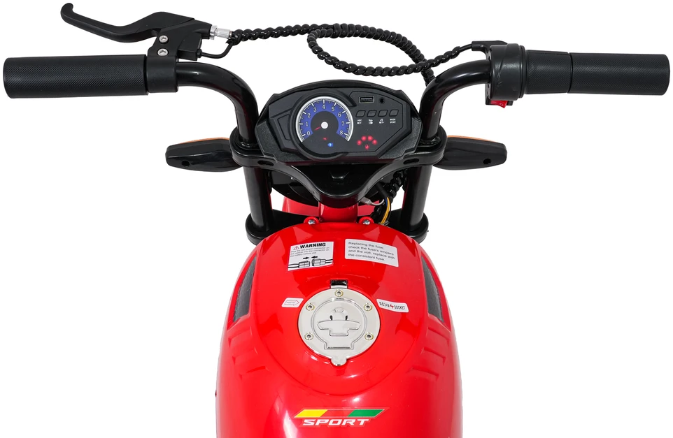 Vaikiškas elektrinis motociklas su 300W varikliu, LED žibintais, Bluetooth, nuo 3 metų, juodas