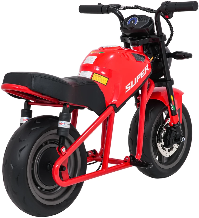 Vaikiškas elektrinis motociklas su 300W varikliu, LED žibintais, Bluetooth, nuo 3 metų, juodas