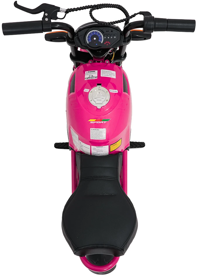 Vaikiškas elektrinis motociklas su 300W varikliu, LED žibintais, Bluetooth, nuo 3 metų, juodas