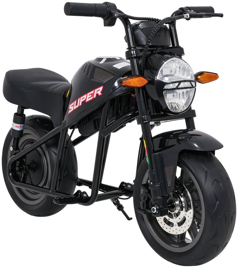 Vaikiškas elektrinis motociklas su 300W varikliu, LED žibintais, Bluetooth, nuo 3 metų, juodas