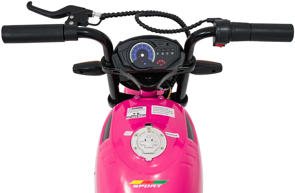 Vaikiškas elektrinis motociklas su 300W varikliu, LED žibintais, Bluetooth, nuo 3 metų, juodas