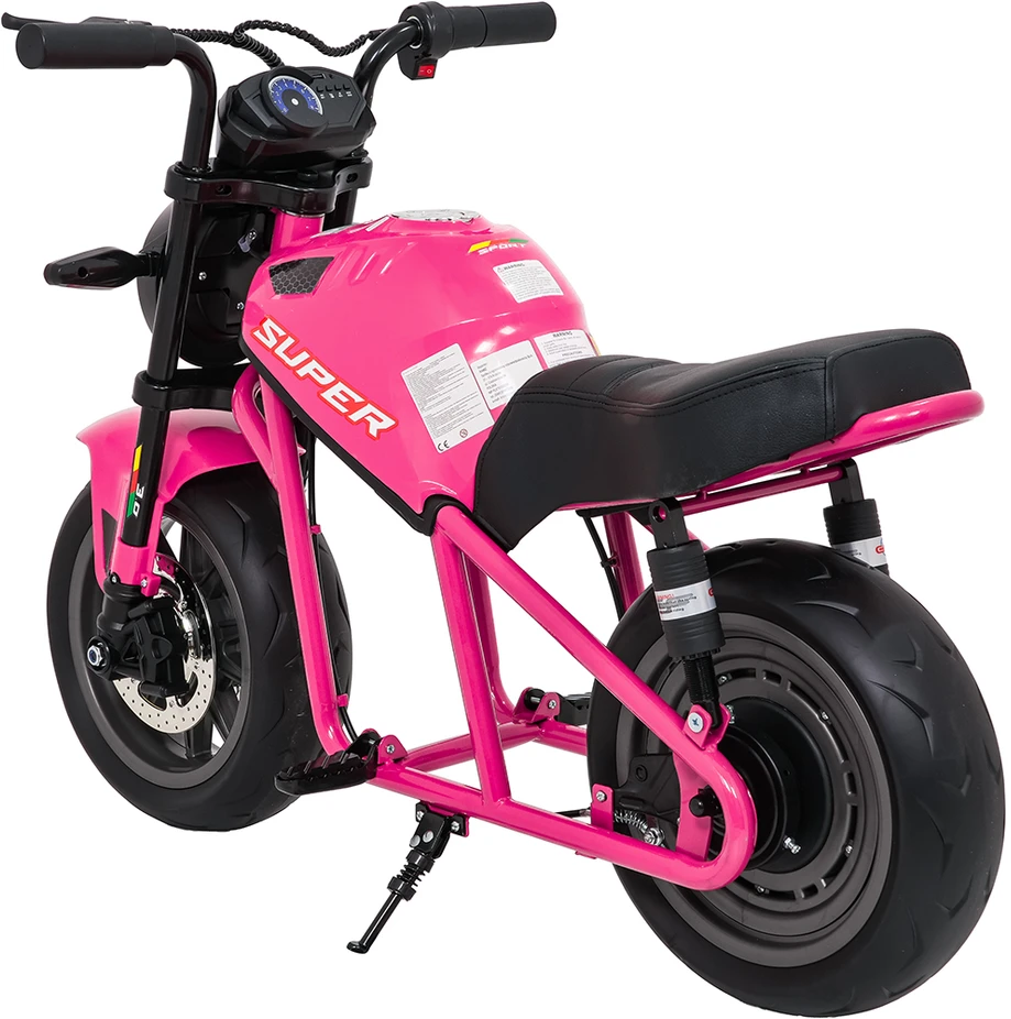 Vaikiškas elektrinis motociklas su 300W varikliu, LED žibintais, Bluetooth, nuo 3 metų, juodas