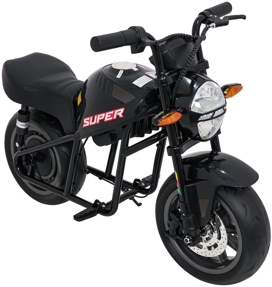 Vaikiškas elektrinis motociklas su 300W varikliu, LED žibintais, Bluetooth, nuo 3 metų, juodas