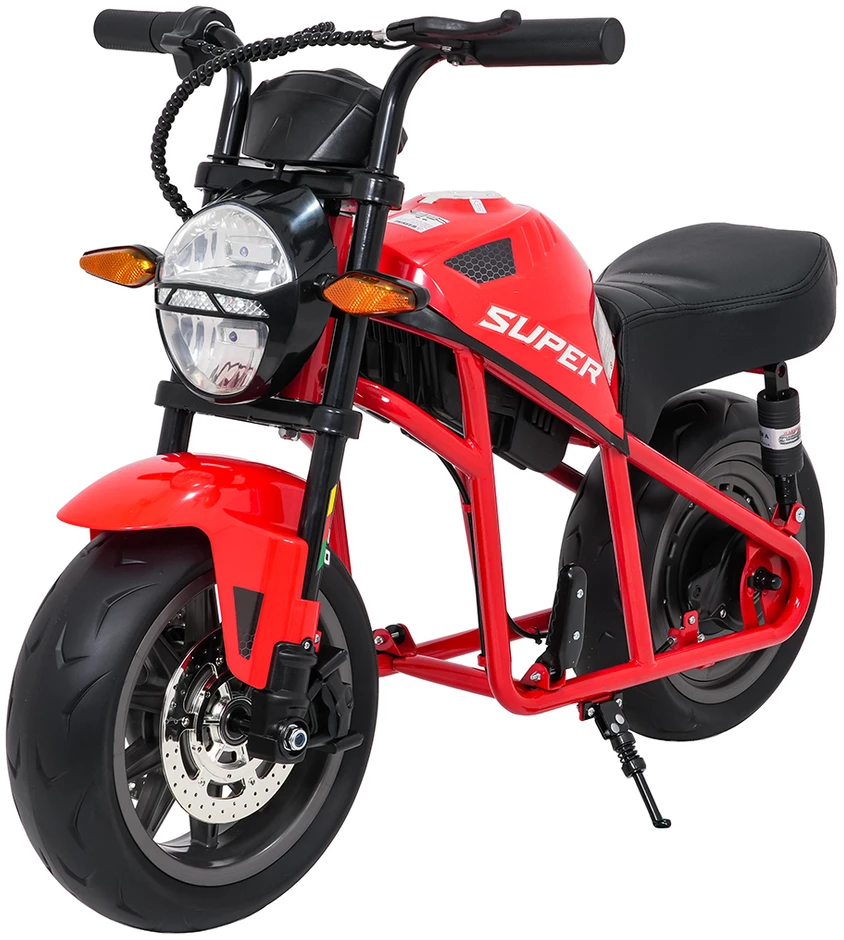 Vaikiškas elektrinis motociklas su 300W varikliu, LED žibintais, Bluetooth, nuo 3 metų, juodas