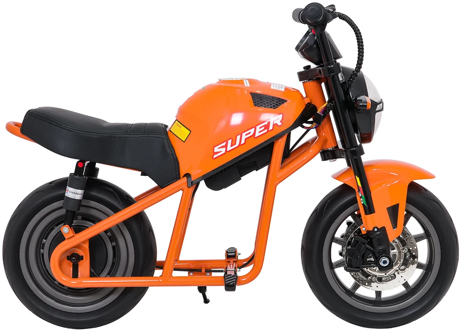 Vaikiškas elektrinis motociklas su 300W varikliu, LED žibintais, Bluetooth, nuo 3 metų, juodas