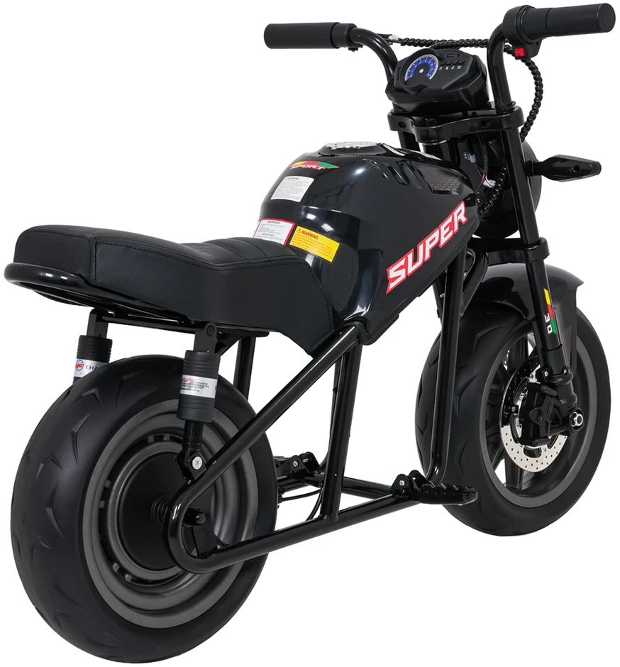 Vaikiškas elektrinis motociklas su 300W varikliu, LED žibintais, Bluetooth, nuo 3 metų, juodas