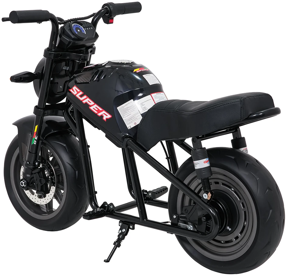 Vaikiškas elektrinis motociklas su 300W varikliu, LED žibintais, Bluetooth, nuo 3 metų, juodas
