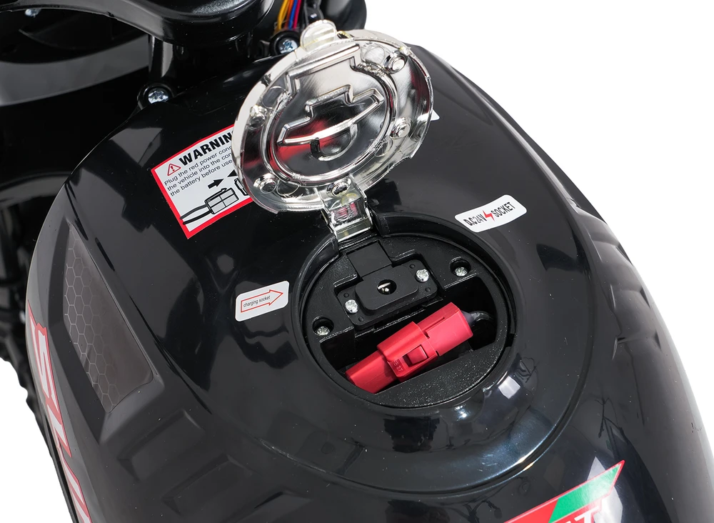 Vaikiškas elektrinis motociklas su 300W varikliu, LED žibintais, Bluetooth, nuo 3 metų, juodas