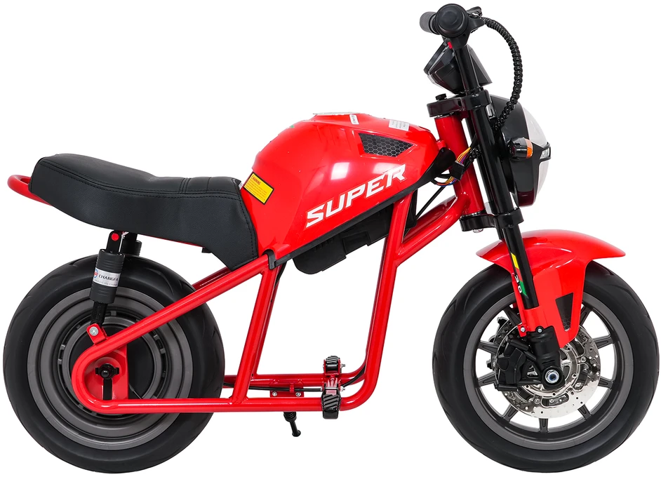 Vaikiškas elektrinis motociklas su 300W varikliu, LED žibintais, Bluetooth, nuo 3 metų, juodas